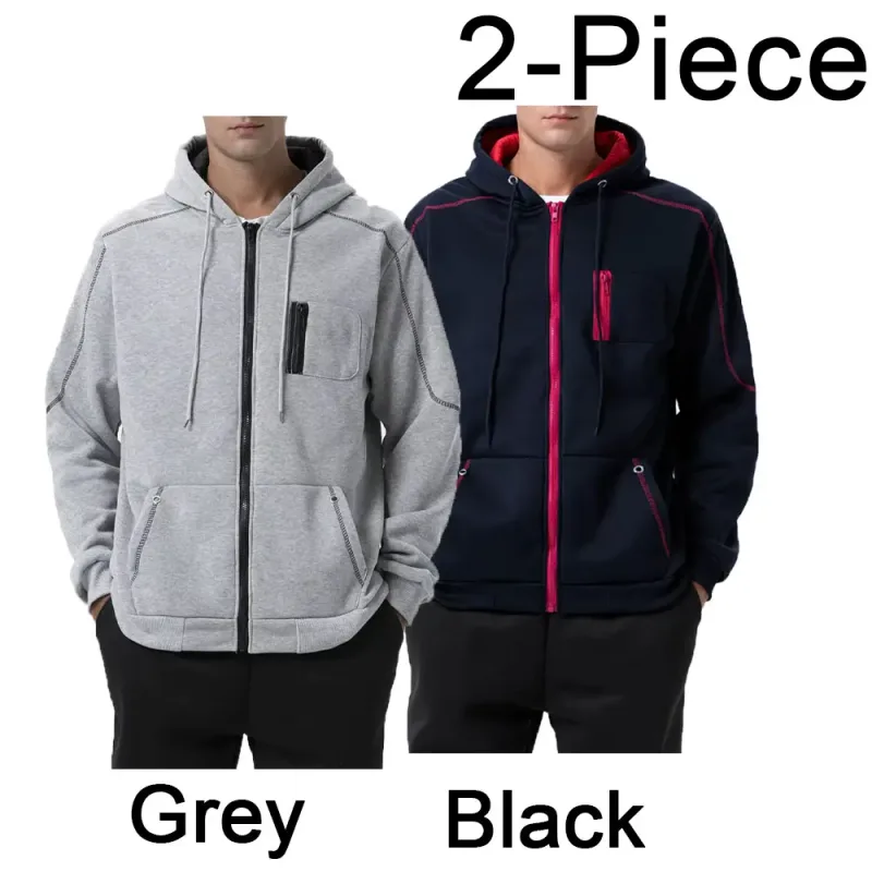 Men's Hoodie Black White Army Green Red Hooded Color Block Fleece Cool Casual Winter Clothing Apparel Hoodies Sweatshirts — image 21