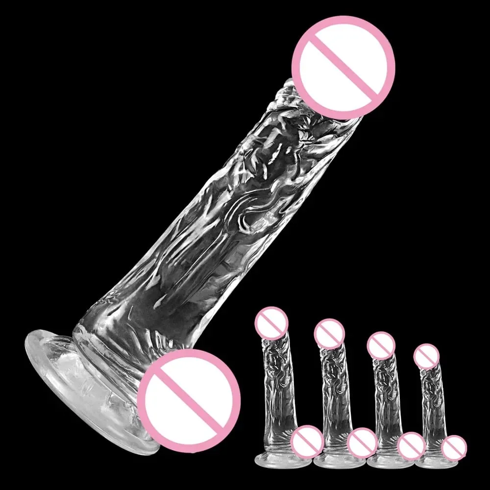 4 tailles Transparent gelée douce gode réaliste fausse bite pénis ventouse godemichet Anal jouets sexuels pour femme hommes vagin Anal jouets sexuels — image 1