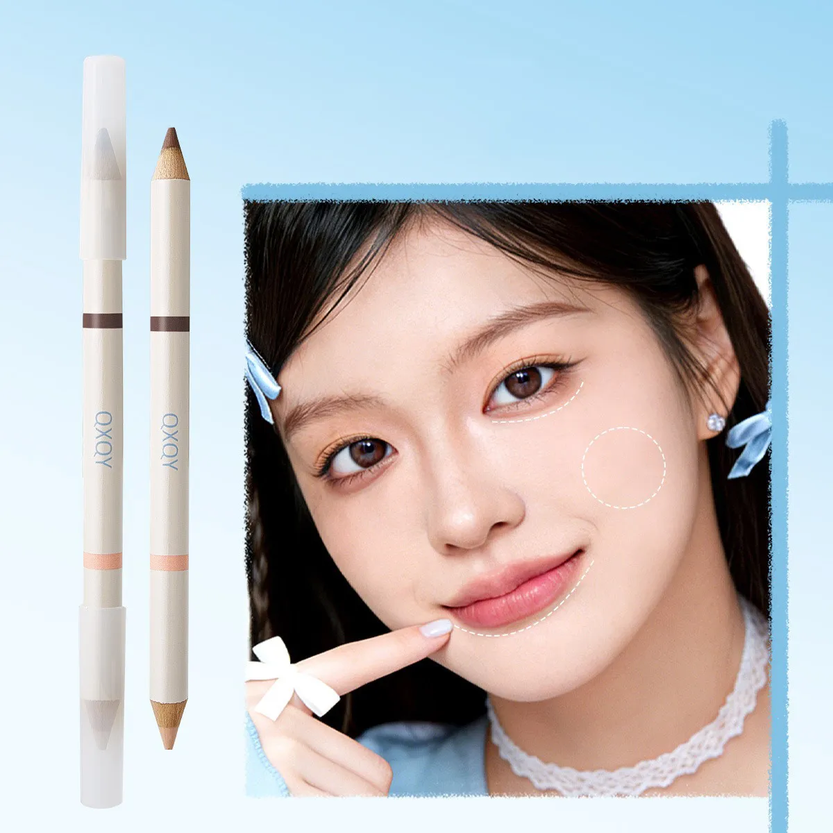 Double Tip Aegyosal Pensil Penyerlah Matte Bawah Mata Koyak Beg Pelapik Anak panah Pen Pembayang Mata Tongkat Make Up Korea Kosmetik Wanita — image 5
