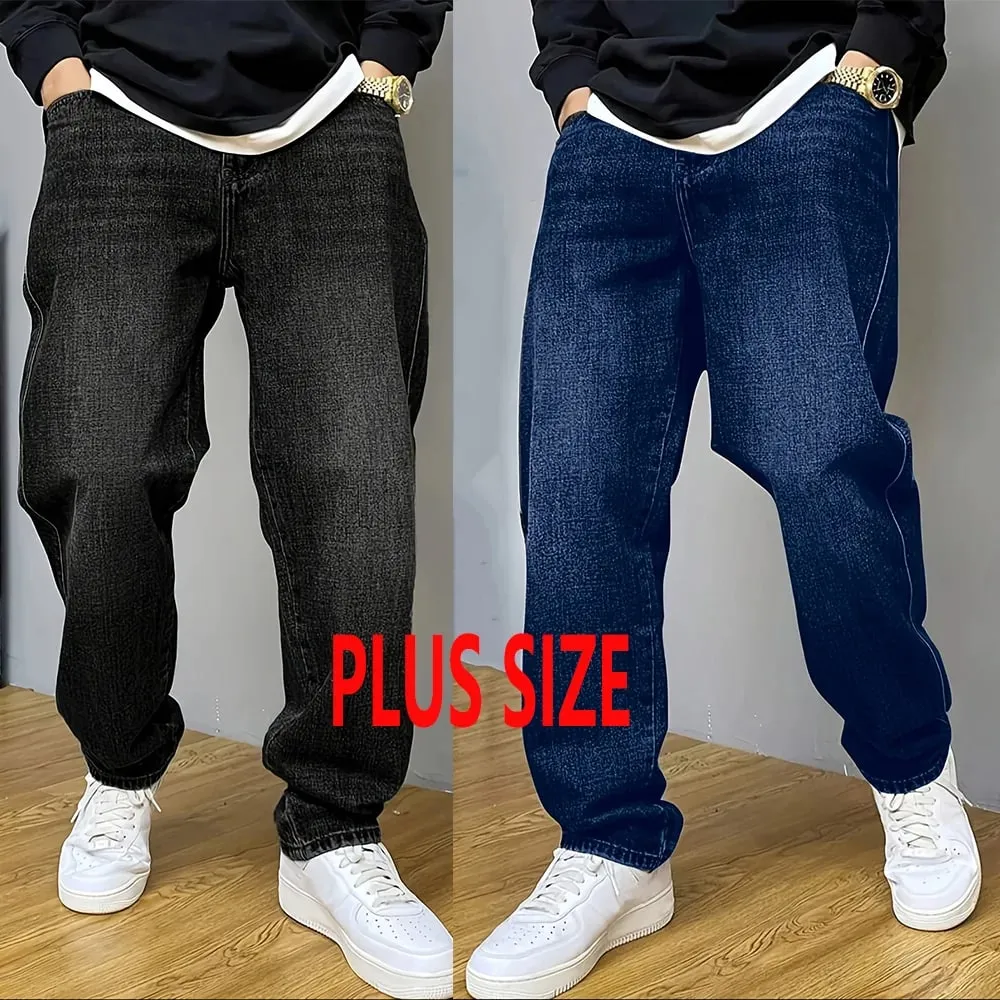 Jean droit extensible grande taille pour hommes, pantalon en Denim coupe ample pour gros ventre, pantalons longs décontractés, grandes tailles jusqu'à 50 — image 1