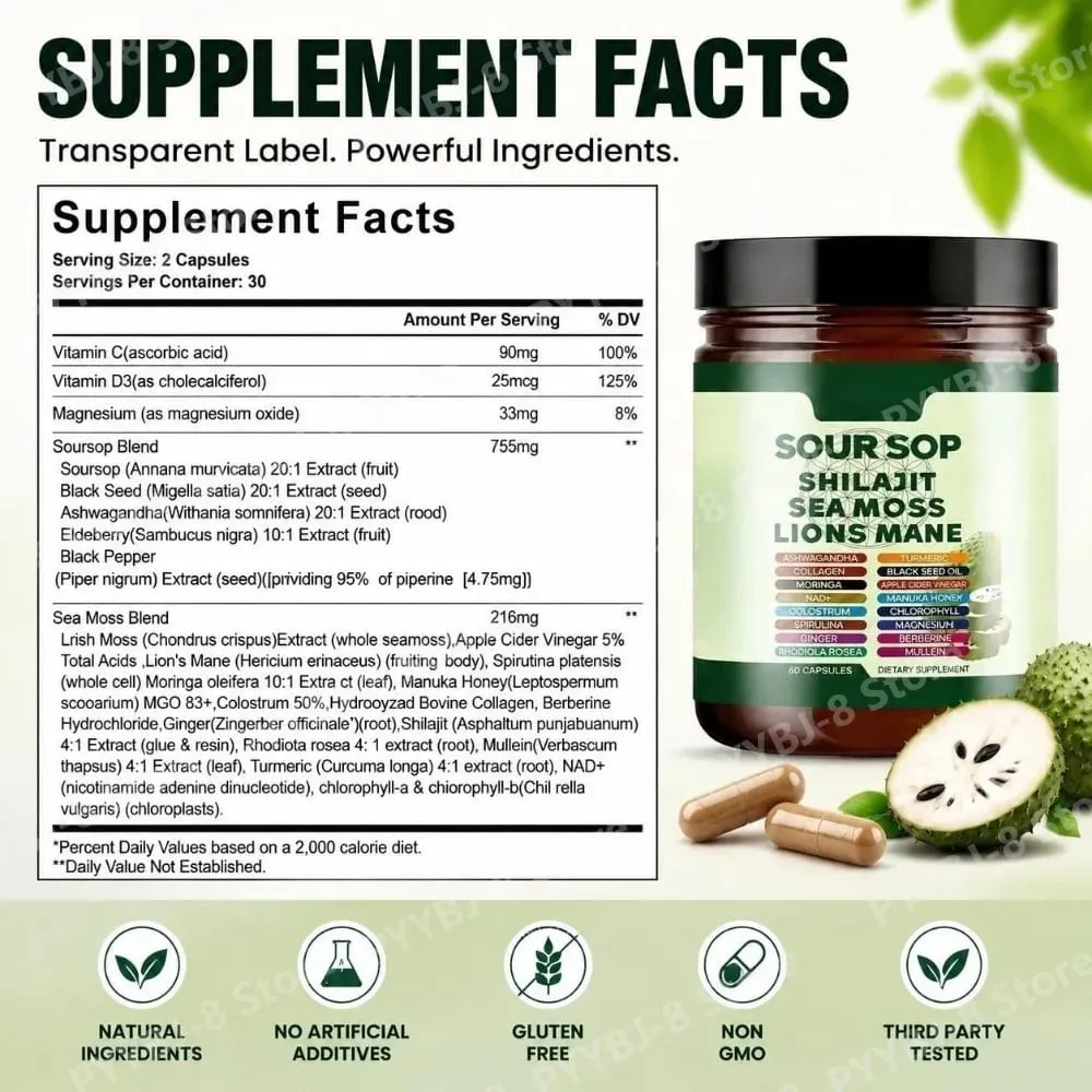 Capsule di Shilajit e L-Arginina 60 con melograno, cannella, fieno greco per energia, salute immunitaria, supporto quotidiano per il benessere — image 4