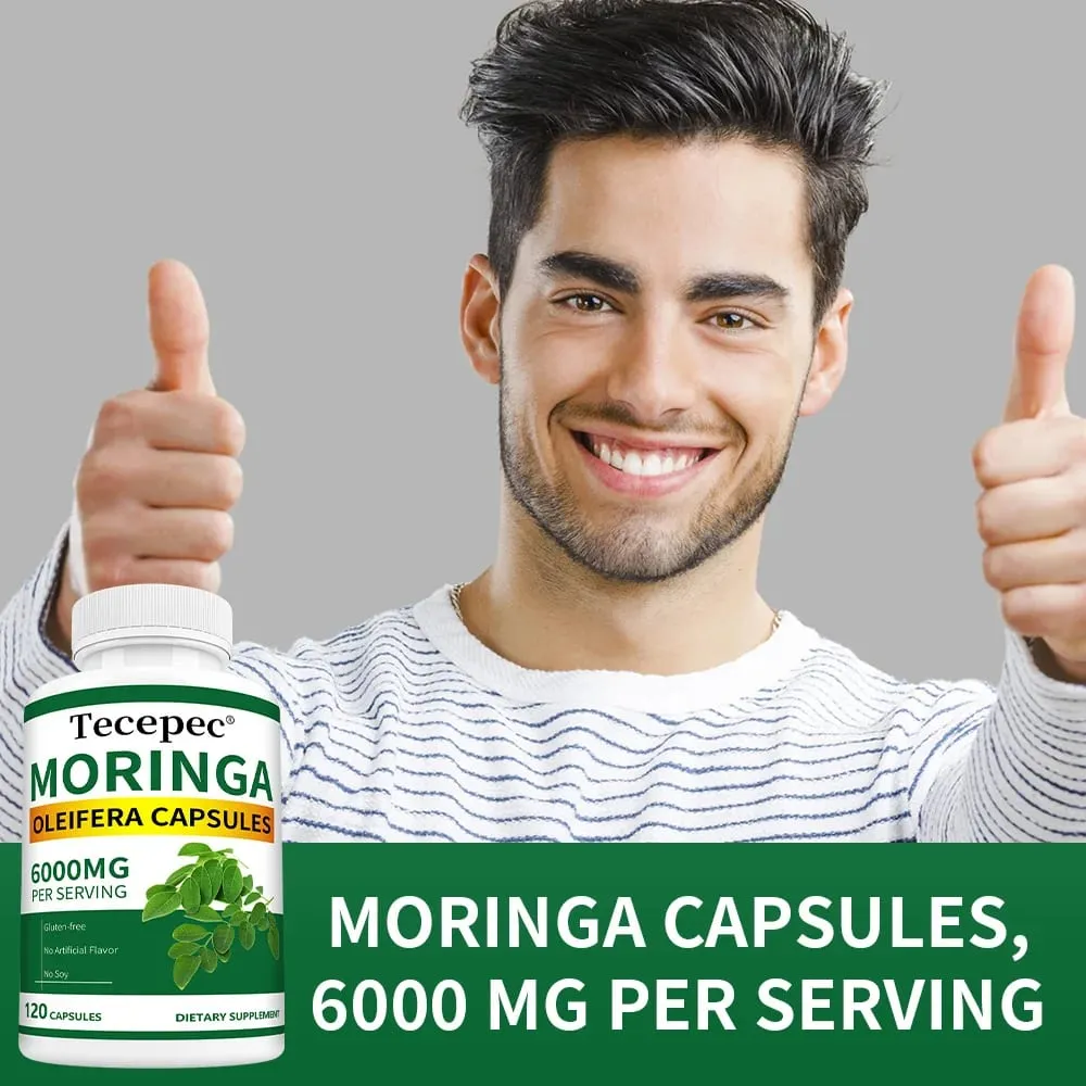 มะรุมอินทรีย์แคปซูล 6000 มก. สารต้านอนุมูลอิสระ Boost Energy & Metabolism สนับสนุนภูมิคุ้มกันย่อยอาหารสมองและสุขภาพหัวใจ — image 3