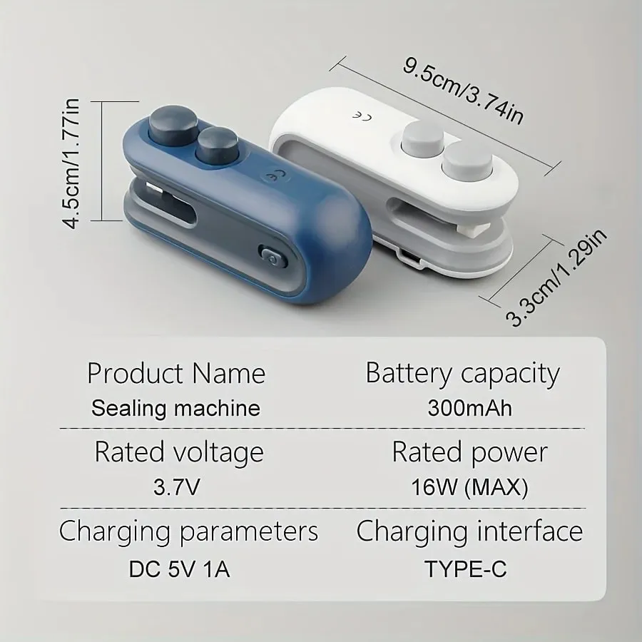 Leiser und tragbarer Verschließer für Snackbeutel (2er-Pack mit USB-Kabel). Der unverzichtbare Chip-Clip für Zuhause und Camping. Wiederverwendbar und effizient — image 4
