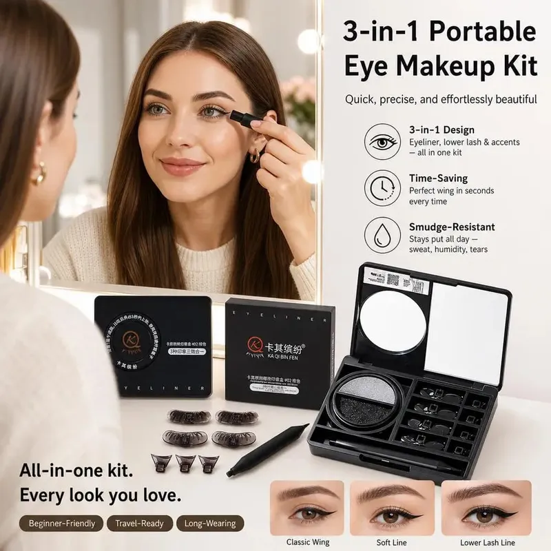 Tampon de maquillage pour les yeux, Eyeliner étanche 3 en 1, Portable, durable, anti-taches, Ultra-fin, naturel, pour les cils inférieurs, outils de maquillage — image 5