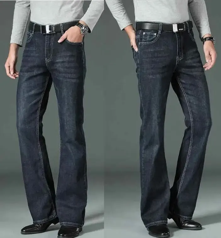 Men's Flared กางเกงยีนส์หลวมผู้ชายขาใหญ่กางเกงยีนส์ผู้ชายกางเกง Boot Cut Designer กางเกงยีนส์คลาสสิกหลายรูปแบบขนาด 28-40