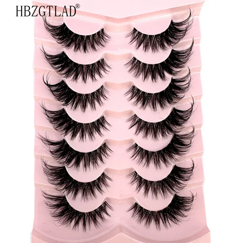 7/8 Paar Katzenaugen-Wimpern, Manga-Wimpern, 3D-Wimpern mit klarem Band, natürlich, halbe Wimpern, verlängerte Nerz-Wimpern, flauschige Wimpern — image 9
