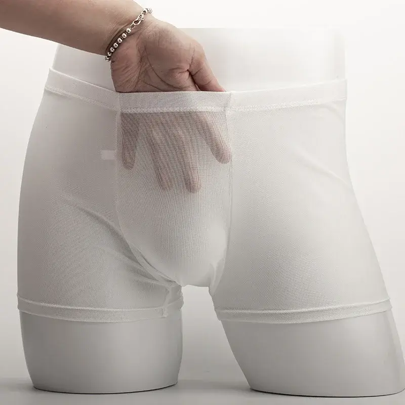 Intimo da uomo Boxer trasparenti Rigonfiamento Seta di ghiaccio See Through Mutande Slip sexy Mutandine a vita bassa Lingerie Intimo 3256808377911341 — image 6