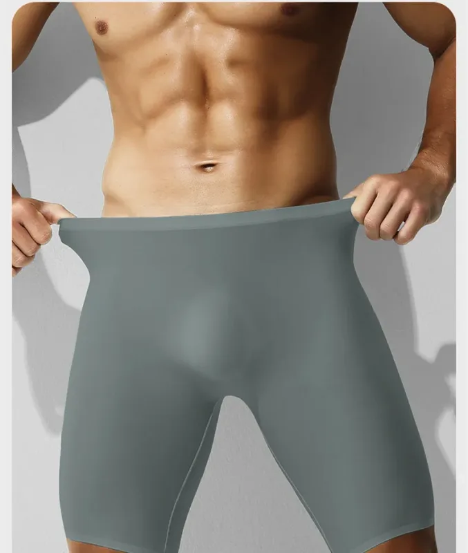 Mens Underwear Boxers Shorts Hombre Seamless Panties Man Solid Slim Ice Silk Pouch Long Leg Underpants L-6XL Cueca Calzoncillo — image 19