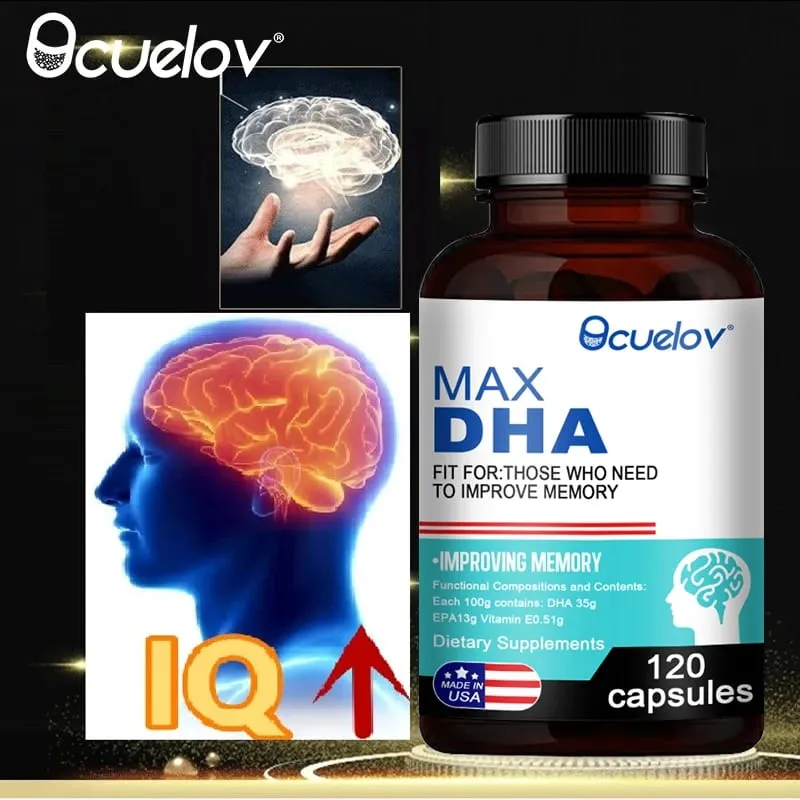 Bcuelov MAX DHA-verbessert das Gedächtnis, schützt das Sehvermögen, die Intelligenz, aktiviert die Gehirnzellen und verbessert die Gehirnermüdung. Nahrungsergänzungsmittel