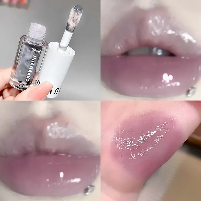 Trasparente Trasparente Grigio Viola Lucidalabbra Idratante Asciugatura Labbra Specchio Smalto per labbra Tinta Plumper Idratante Olio per labbra in cristallo Trucco