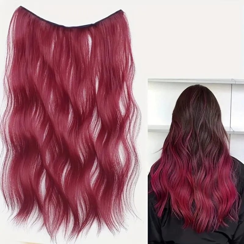 Ondulations d'eau bouclées une extension de cheveux à reflets de quatre cal extensions de cheveux synthétiques invisibles naturelles et sans trace — image 8