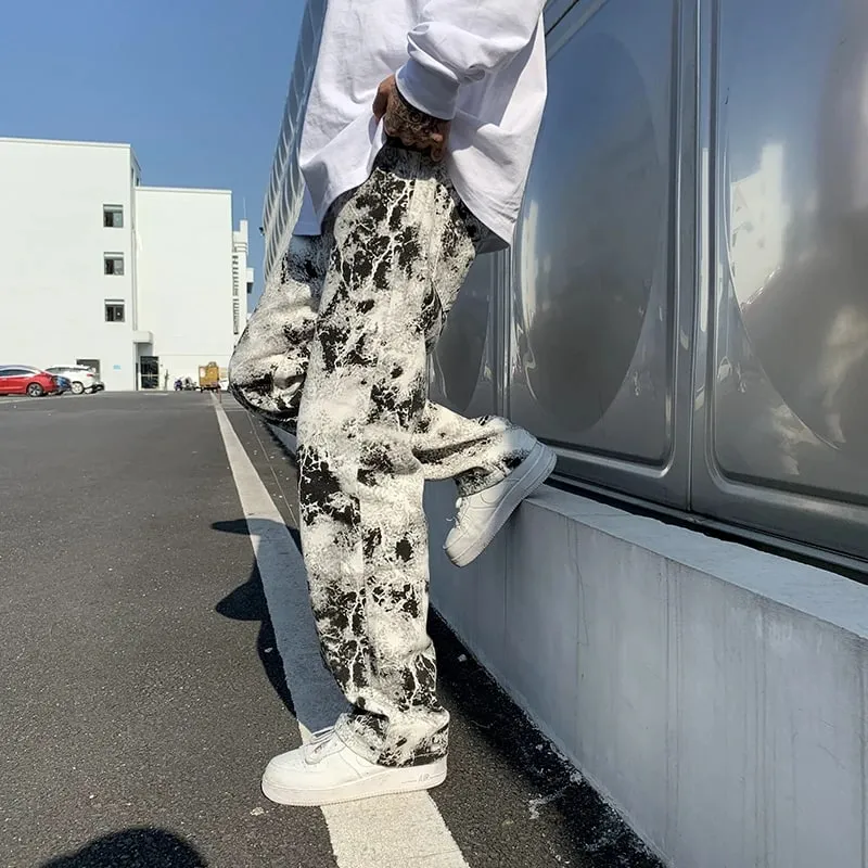 Jean imprimé unisexe, taille élastique, pantalon de nettoyage, mode pour hommes, Style coréen, pantalon ample Hip Hop, printemps 2025 — image 5