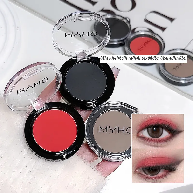 Palet Pembayang Mata Monokrom Mini Matte Smoky Biru Merah Monokrom Penyerlah Cahaya Putih Semulajadi Untuk Kontur Mata Halus Mencerahkan — image 6