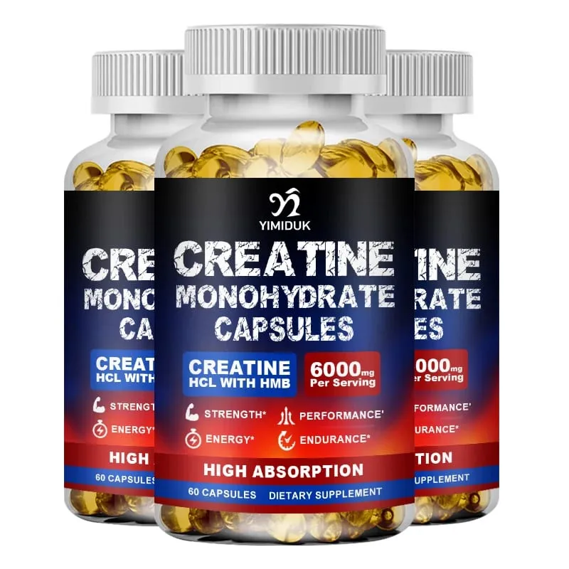 Creatine Monohydrate 6000mg Kapslar med Creatine HCL & HMB Boost Lean Muscle Förbättra träningsuthållighet Lättare muskeltrötthet — image 9