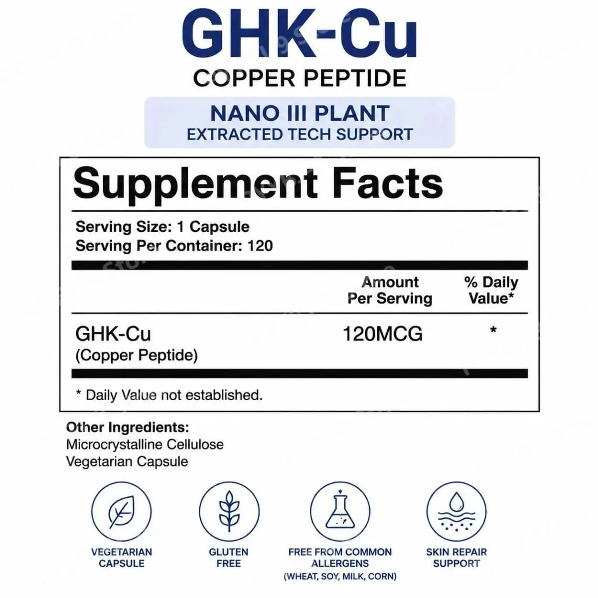 GHK-Cu Copper Peptide Capsules for Skin Repair Support Collagen Metabolism Support and Antioxidant Protection - 120 Capsules — image 5