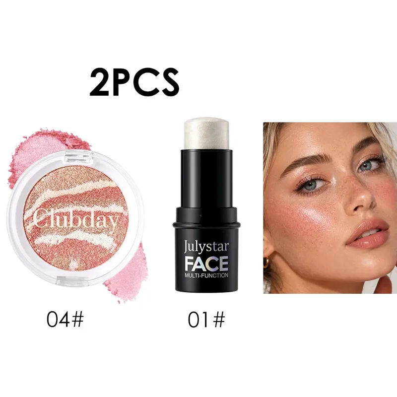 Ensemble combiné fard à joues et reflets, finition rosée lumineuse, couleur modulable, tenue longue durée pour un maquillage naturel et éclatant du visage — image 9