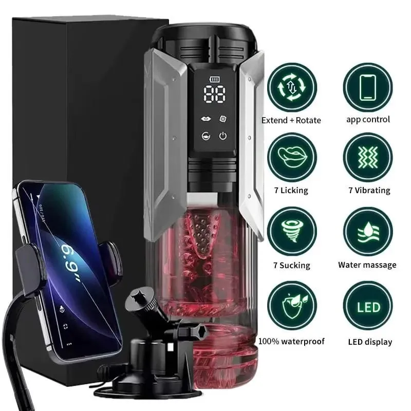 APP LED automatyczny męski Masturbator Cup 7 ssanie obracanie lizanie tryby w ten sposób kieszonkowa cipka Stroker obciąganie zabawki erotyczne dla mężczyzn — image 9