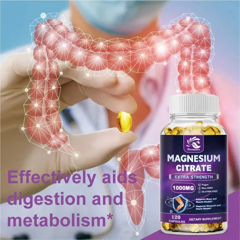 Magnesium Citrate Capsule 1000 Mg - Support for Women & Men Non-GMO Veggie Capsules - 60/120 Capsules — image 4
