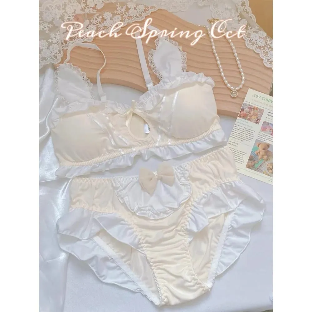 Conjunto de sujetador y bragas con Orejas de conejo japonés, sujetador triangular fino sin aros para pecho plano pequeño, ropa interior transpirable para uso diario, S-XL — image 3