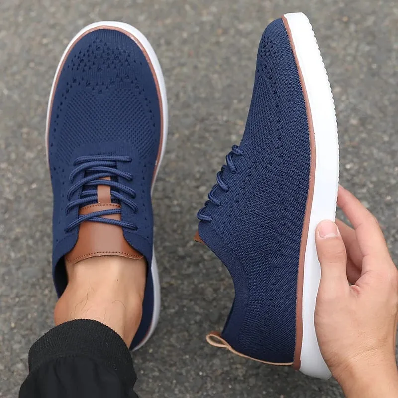 Schlanke Herren-Freizeitschuhe, atmungsaktives Mesh-Obermaterial, bequeme Innensohle, rutschfeste Sohle, lässige Wanderschuhe, Strickdesign, flexible Sohle — image 2