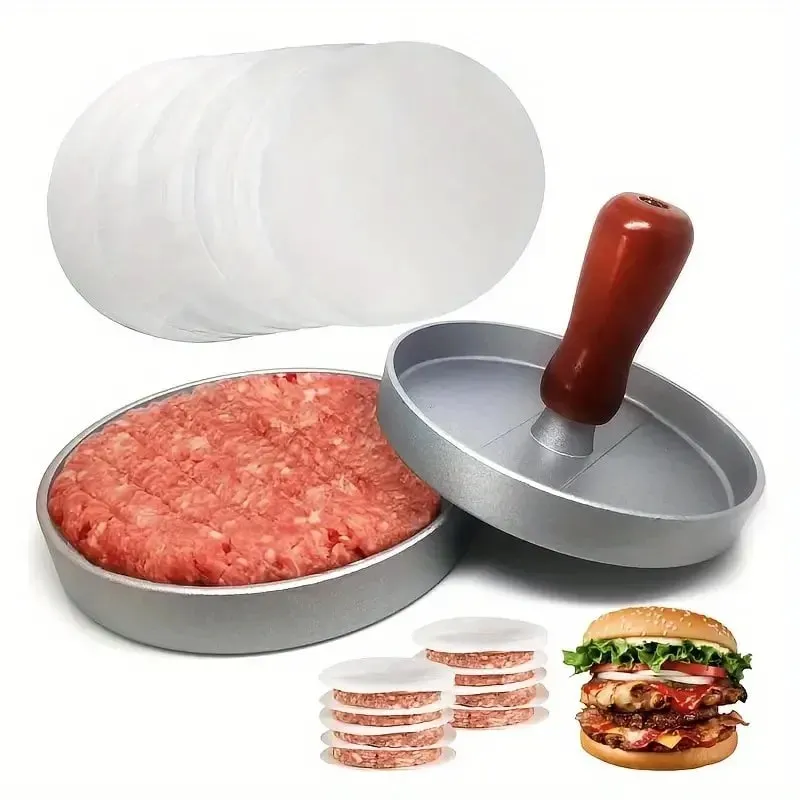 Burger Press Non-Stick Hamburger Patty Maker with Wax Paper Aluminum Burger Maker for Kitchen BBQ Grill — image 2