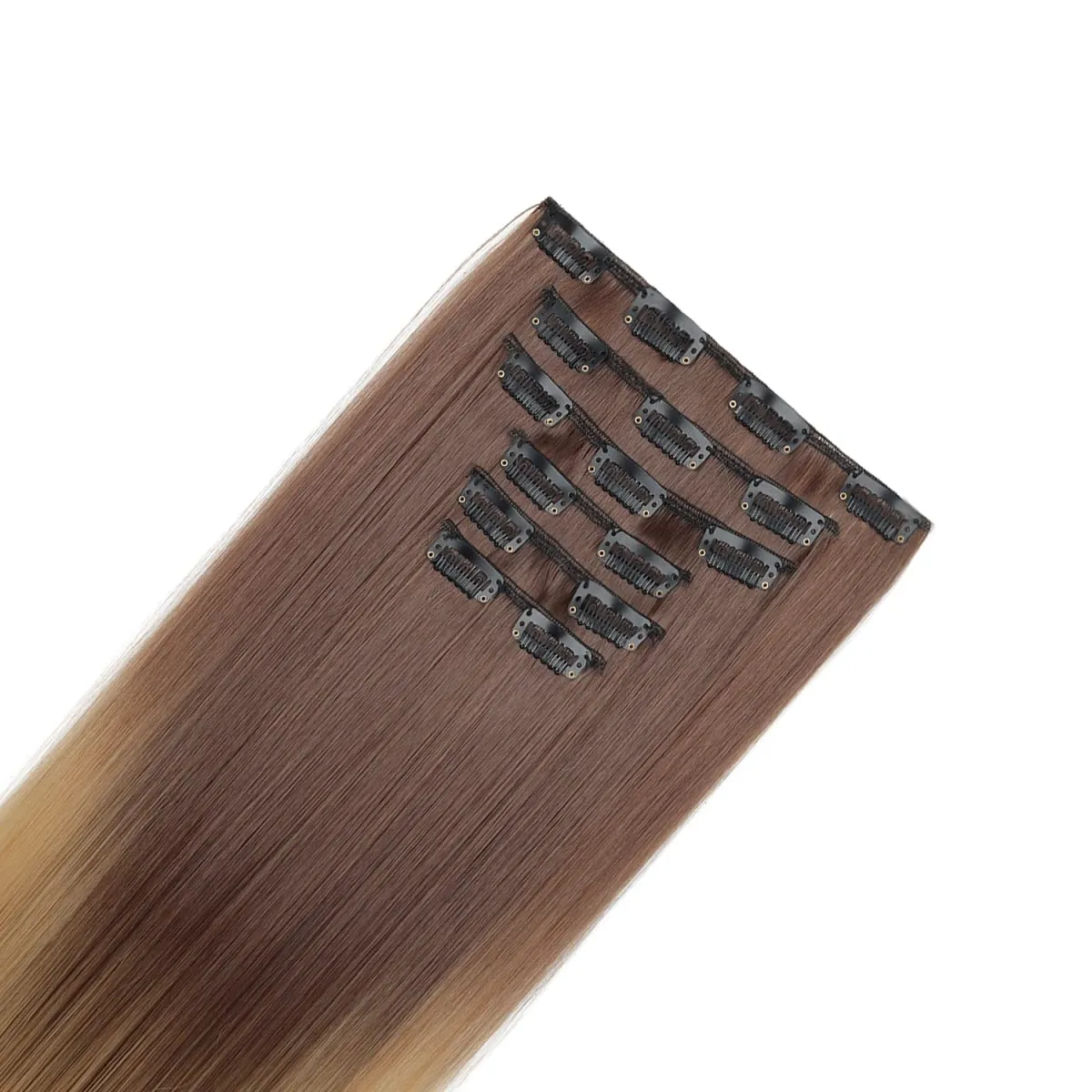 6 pezzi set clip nelle estensioni dei capelli 24 pollici lungo rettilineo testa piena capelli sintetici ombre sfumatura di colore uso quotidiano per le donne signore — image 5