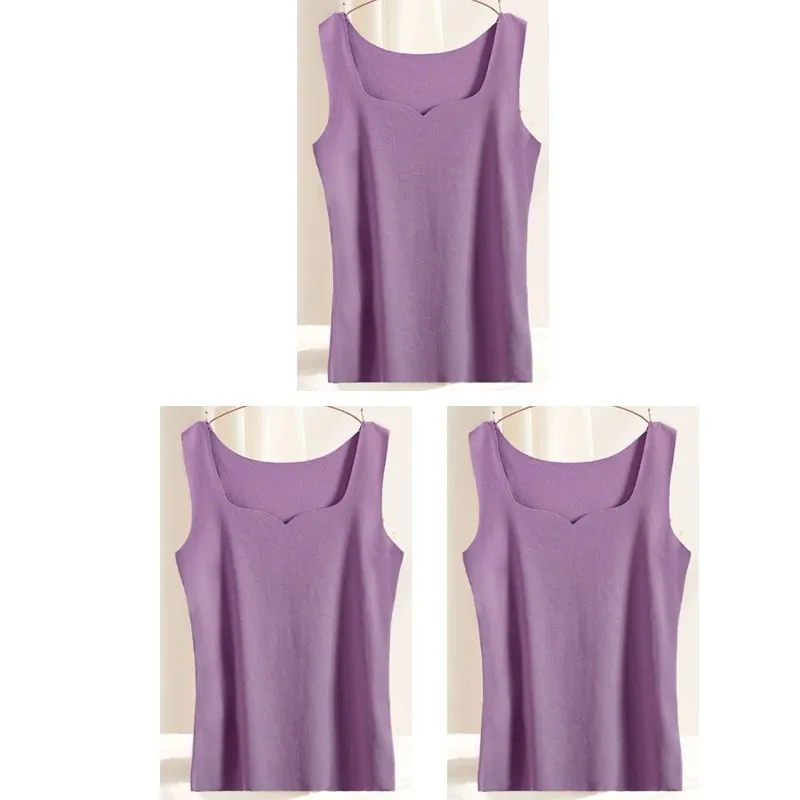 3 stücke Frauen Thermische Tops Mädchen Spurlose Einfarbig Weste Basis Schicht Warme Tank Top Herbst Winter Weibliche Sexy Dünne leibchen — image 13