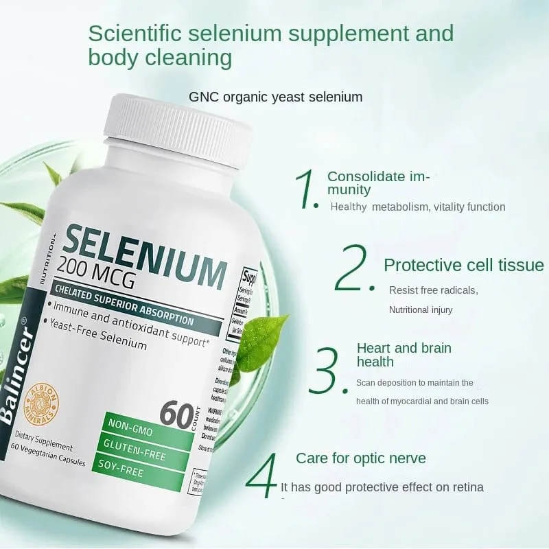 Selenium Capsules 200MCG - Antioxidant Support Boosts Immune System Boosts Energy Levels Thyroid Support NON-GMO — image 1