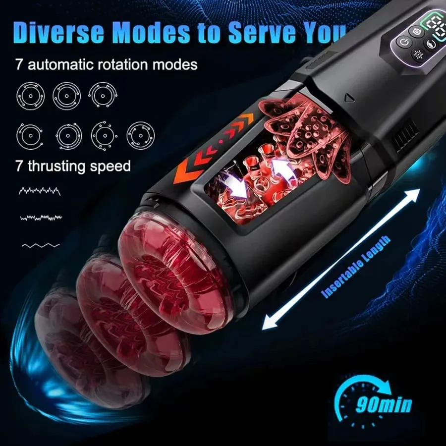 Adult Toys Automatic Masturbator Stroker with 7 Thrusting Rotating 7 Licking Vibrating Modes Hands-Free Sex Machine Pocket Pussy — image 2