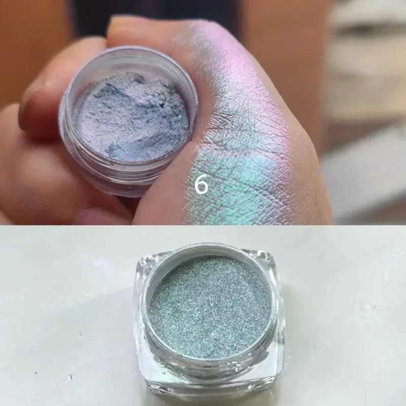 Ombretto glitterato in polvere a lunga durata Chrome Chameleon Ombretto olografico in polvere Pigmento Trucco per occhi per cosmetici da donna — image 10