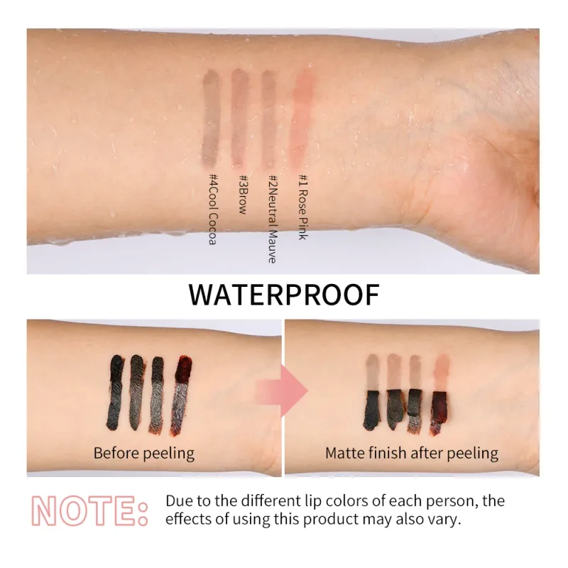 Hochpigmentierter Lip Liner Tattoo Matte Peel Off Enhance Lip Liner Anhaltender Lippenfleck Wasserdichter, übertragungssicherer Lippenstift 4 Farben — image 5