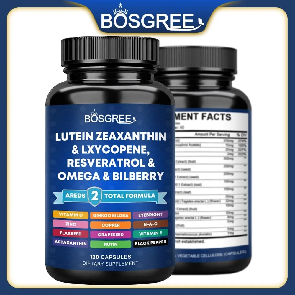 Kapsul Lutein Zeaxanthin-Melindungi Cahaya Biru Menyokong Kesihatan Mata dan Mencerahkan Mata- Suplemen Vitamin dan Mineral Areds 2 Mata — image 2
