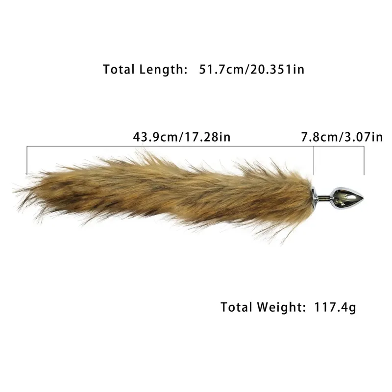 Plug anale in metallo con coda lunga e soffice - Plug anale a coda di volpe per giochi di ruolo cosplay BDSM giocattolo per adulti — image 12