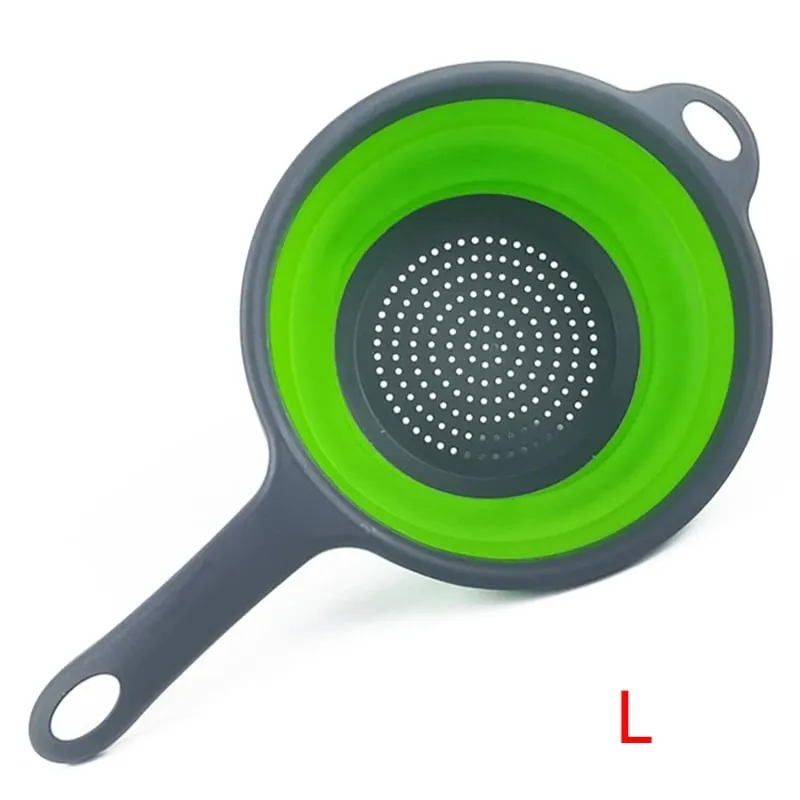 Colador plegable de silicona con mango, colador plegable de cocina para drenar Pasta, verduras, frutas, JT111 — image 9