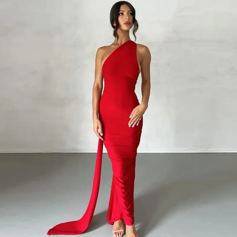 Hugcitar Nastavitelné poutko na šátek na jednom rameni Ruched Sexy Maxi Šaty Dámské Elegantní Y2K Streetwear Festival Outfit — image 10