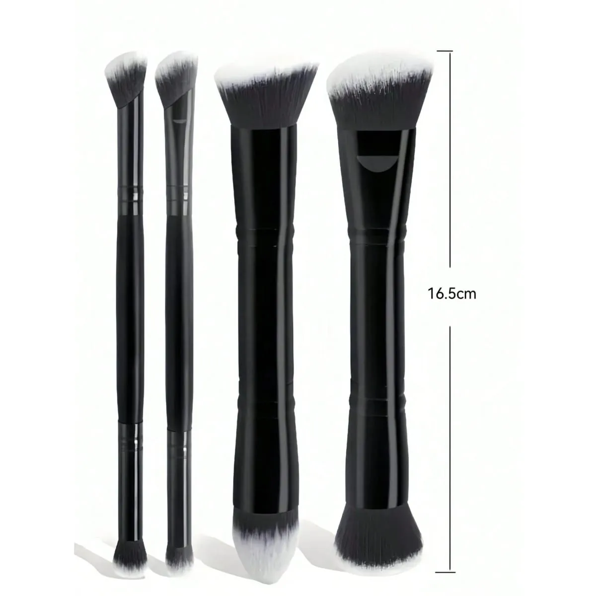 แปรงแต่งหน้ามัลติฟังก์ชั่นแบบ dual-ended 4 ชิ้นสำหรับใบหน้า แปรงรองพื้นแบบ dual-ended แบบพกพา แปรงคอนทัวร์ แปรงแป้งฝุ่น แปรงปัดแก้ม แปรงอายแชโดว์ แปรงจมูกเงา แปรงมุม — image 2