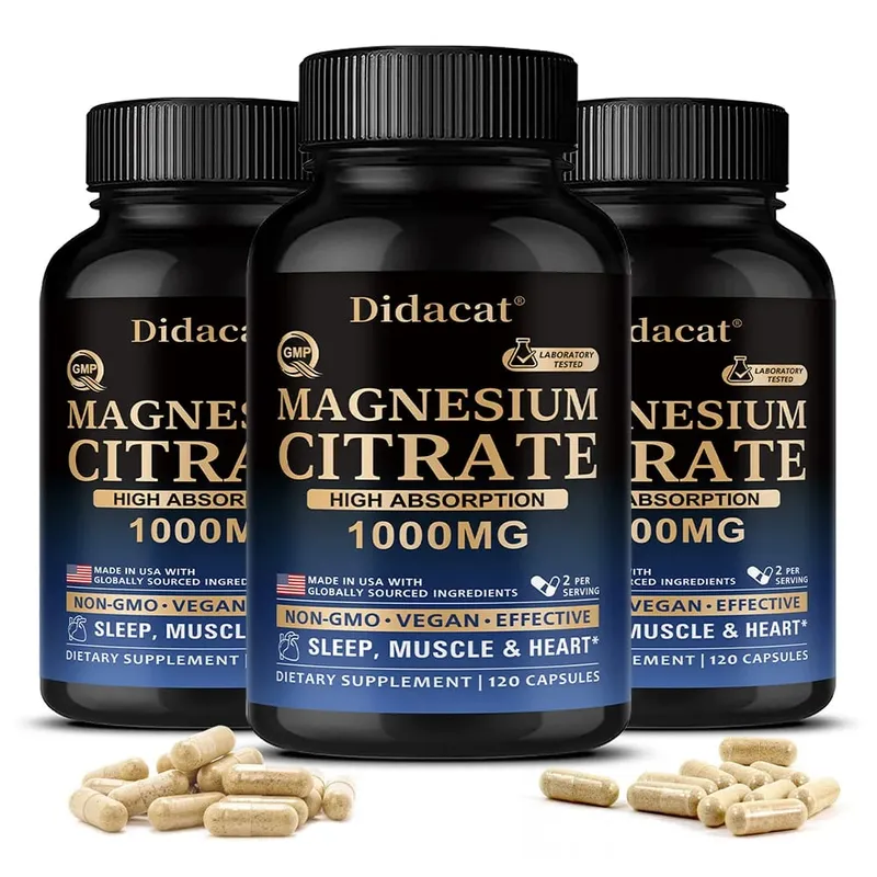 Capsule di citrato di magnesio 1000 mg Integratore ad alto assorbimento - Supporto per i muscoli del sonno e il cuore Vegano non OGM — image 8