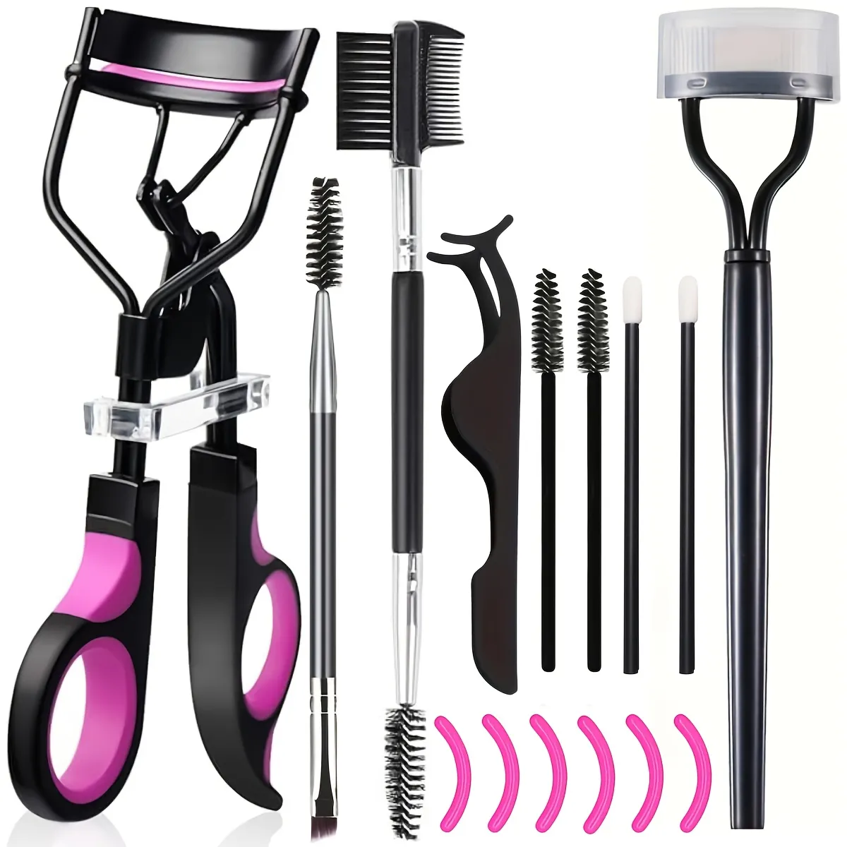 Portable 8-in-1 Eyelash Curler Set with Comb Separator Brushes & Pads. Professional Makeup Tools for Women & Men — image 4