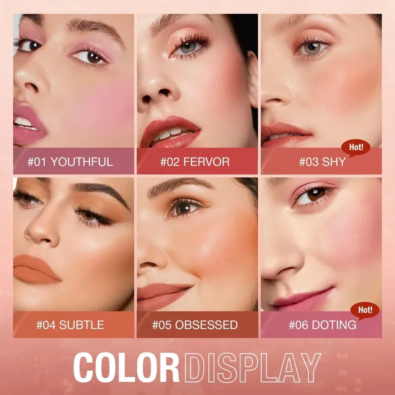 O.TWO.O 2-teiliges Make-up-Set mit mehreren Lippenstiften, Rougestift, Gesichtsgrundierung, Make-up-Basis, ölkontrollierend, wasserfest, leicht, Make-up für Frauen — image 3