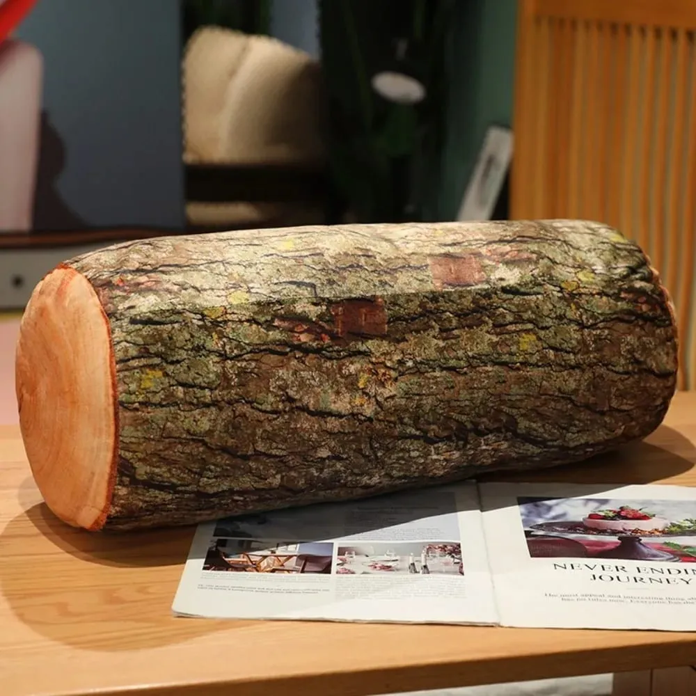 Material almohada de tronco de árbol textura suave PP algodón relleno tocón cojín realista grano de madera novedad almohada para hombres — image 5