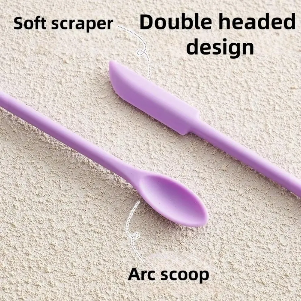 3st Bärbar Mini Silikonskrapa Dubbelhuvud Mjuk Kosmetisk Grävsked Förlängd Jam Skrapskedar Sminkborstar Set — image 3