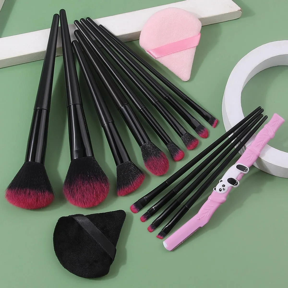 12/15/17Pc Set Berus Solekan Lembut untuk Pemula Berus Loose Powder Blush Eyeshadow Berus Dwi Guna Segitiga Span Mekap Basah & Kering — image 6