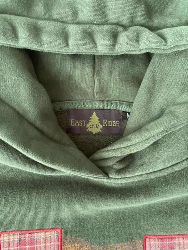 Vintage Bear Print Hoodie Men Retro Green Plaid Patch Pullover Hooded Sweatshirt Casual Streetwear Long Sleeve Women Hoodies Top — image 7