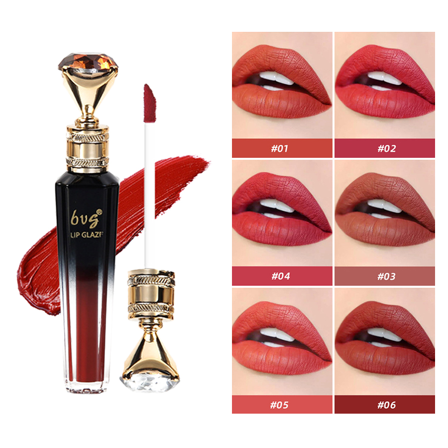 Lip Gloss Holdbar Fugtgivende Vandtæt Ikke-fadende Non-stick Cup Farve Holdbar Velvet Mat Lip Gloss Kosmetik til kvinder — image 4