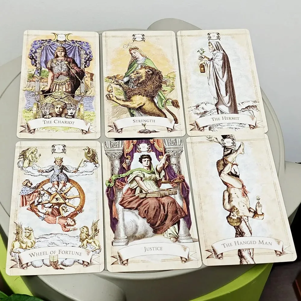 Tarotová paluba starého stylu oboustranná reliéfní 79 ks Vintage ilustrace Zvýraznění Jasná symbolika Baleno v pevné krabičce 12*7cm — image 3