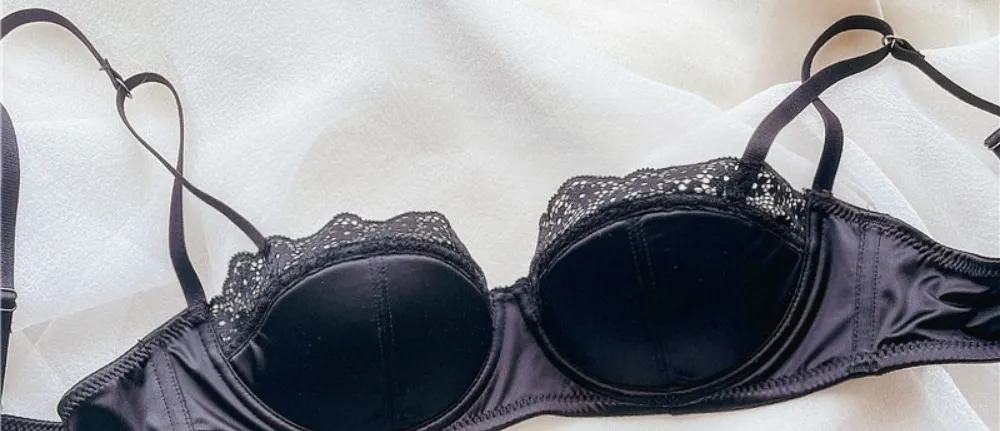 Reggiseno con ferretto in pizzo a mezza coppa da donna Set sottile reggiseno sexy minimizzatore push up anti-abbassamento supporto laterale nascondi ascella grassa lingerie da donna S-XL — image 11