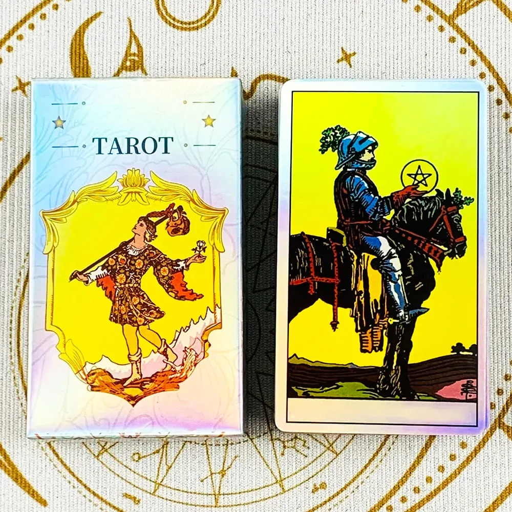 Jeu de Tarot holographique arc-en-ciel classique, 78 pièces, cartes de Tarot irisées avec guide de Divination, carte Oracle pour débutants