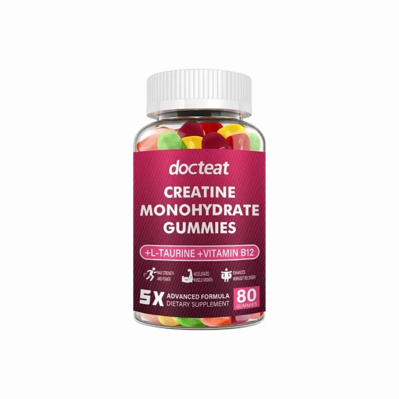 Creatine Monohydrate Gummies 80 นับพร้อมทอรีนวิตามินบี 12 อาหารเสริมโภชนาการการกีฬาแบบเคี้ยวสำหรับกล้ามเนื้อและพลังงาน
