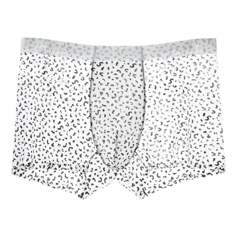 Fashion Thin Ice Silk Boxer Briefs See Through Stripe Leopard Print Boxers Breathable Seamless Cool Feeling Underpants Daily