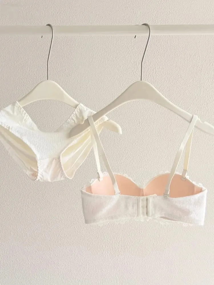 Conjunto de lencería Sexy de encaje, Push Up, acolchado grueso, pecho pequeño, mejora la forma, sujetador de media copa, ropa interior íntima breve oculta — image 5